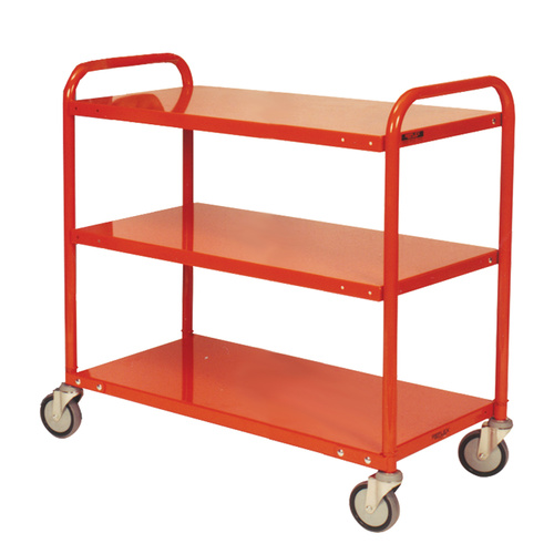 200kg Rated Steel 3 Tier Platform Trolley - 1110 x 610mm - Orange 