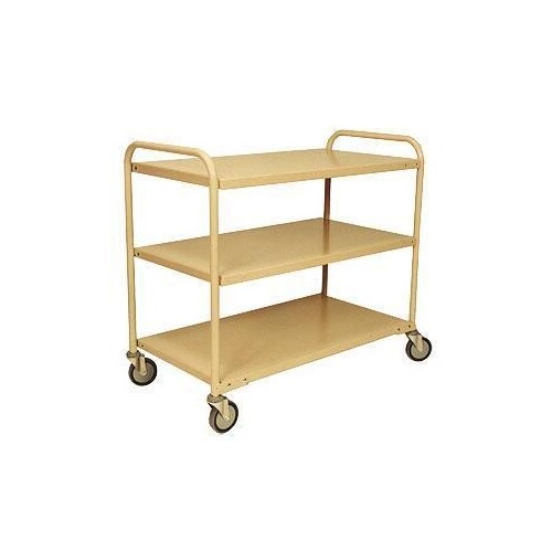 200kg Rated Steel 3 Tier Platform Trolley - 1110 x 610mm - Beige 