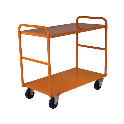  200kg Rated Steel 2 Tier Platform Trolley Medium - 1110 x 510mm - Orange 