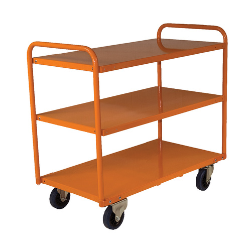  200kg Rated Steel 3 Tier Platform Trolley Medium - 1110 x 510mm - Orange