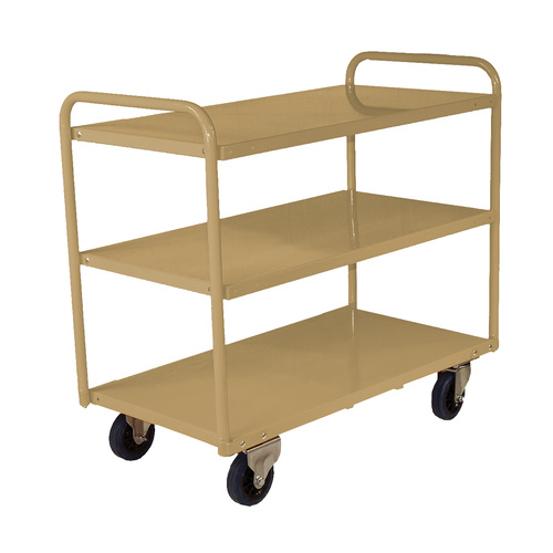  200kg Rated Steel 3 Tier Platform Trolley Medium - 1110 x 710mm - Beige 