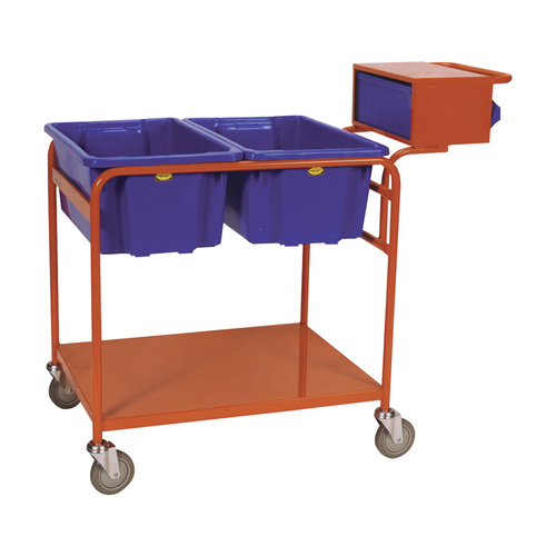 Order Picking Warehouse Twin Bin - Writing Top & Console - Orange (2x 52L Nally Black Bin Included) 