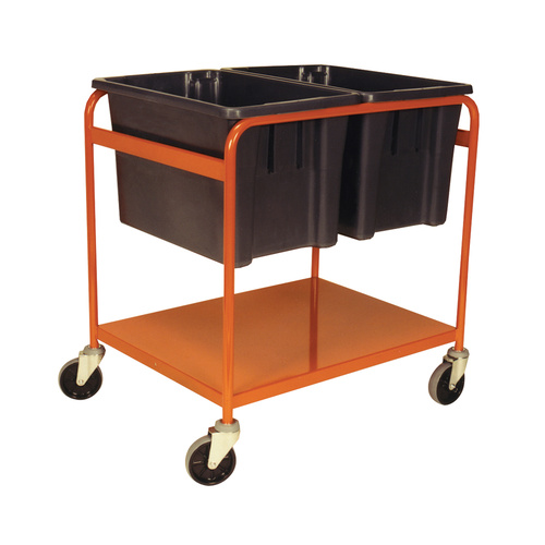 Order Picking Trolley Twin Bin - Standard - Orange (2x 52L Nally Black Bin Included) 