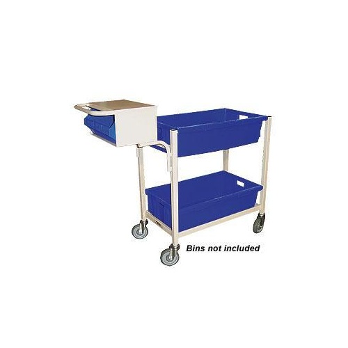 2 Tier Order Picking Trolley - Writing Top & Console - Beige (Bins not included) 