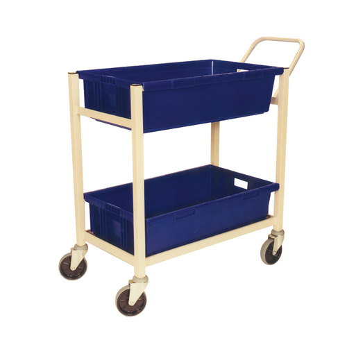 2 Tier Order Picking Trolley - Push Handle - Beige (Bins not included) 