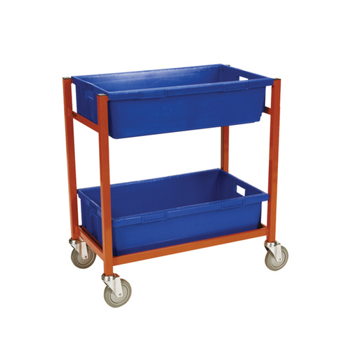 2 Tier Order Picking Trolley - Standard - Orange - (Bins not included) 