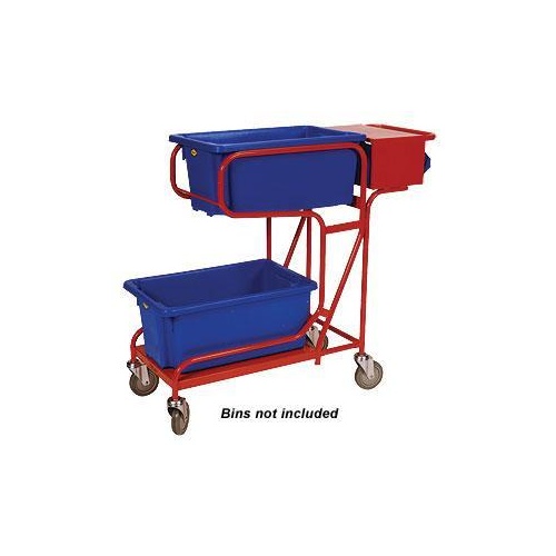 2 Tier Order Picking Trolley - Writing Top & Console - Orange (Bins not included)