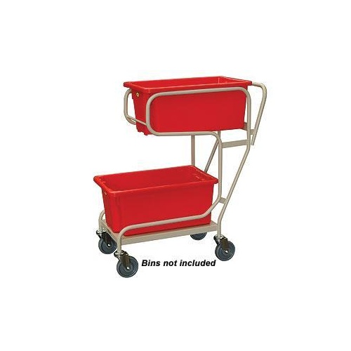 2 Tier Order Picking Trolley - Push Handle - Beige (Bins not included) 