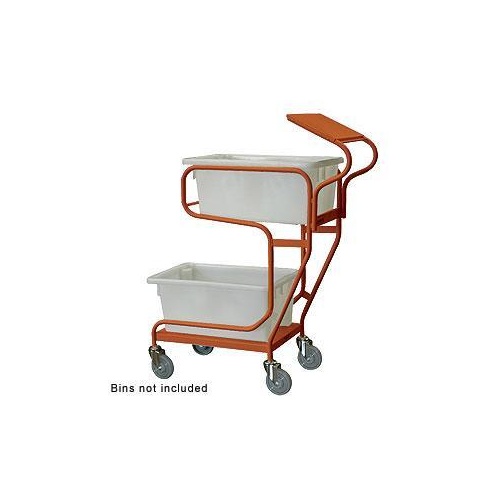 2 Tier Order Picking Trolley - Writing Top - Orange (Bins not included) 