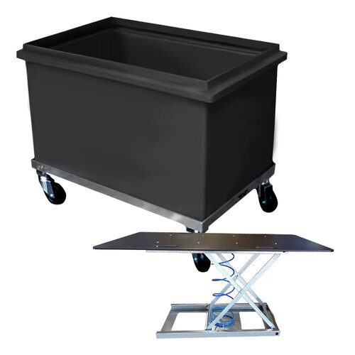 180 Litre Durable Plastic Bin Trolley - 815 x 502 x 520mm - Black
