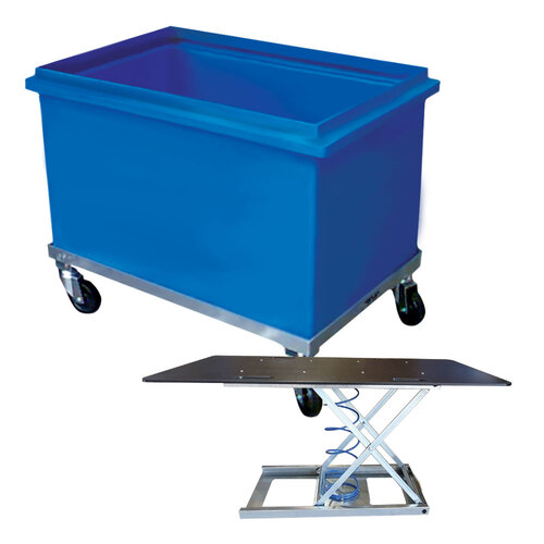 180 Litre Durable Plastic Bin Trolley - 815 x 502 x 520mm - Blue (N.B  binsert shown available as an optional extra) 