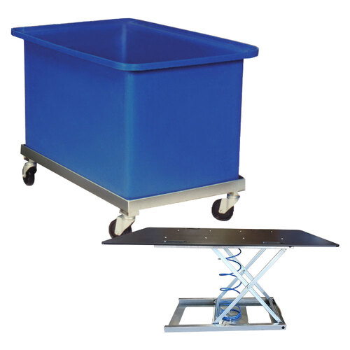 320 Litre Durable Plastic Bin Trolley - 900 x 600 x 615mm - Blue