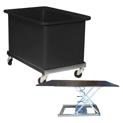 450 Litre Durable Plastic Bin Trolley - 1240 x 615 x 650mm - Black