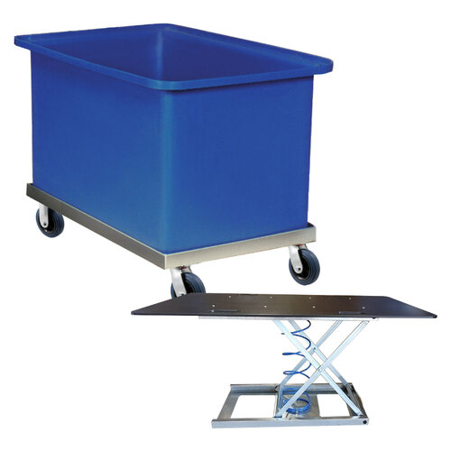 600 Litre Durable Plastic Bin Trolley - 1200 x 700 x 770mm - Blue (N.B binsert shown available as an optional extra)