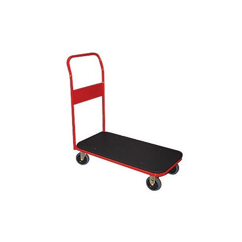 200kg Rated Platform Steel Trolley With Handle And Poly Deck - 900 x 450mm 