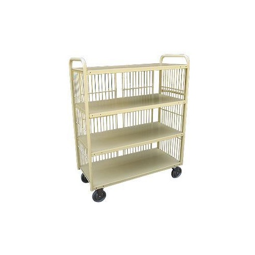 4 Tier Laundry Linen Trolley for Hospitals Hotels - 1410 x 510mm - Beige 