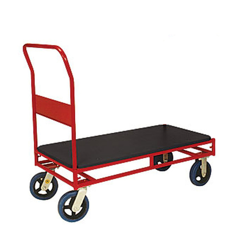 450kg Rated Heavy Duty Steel Platform Trolley - 1 Handle 4 Wheel - 1200 x 600mm - Poly Deck 