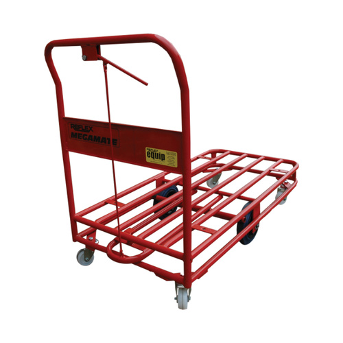 450kg Rated Heavy Duty Steel Platform Trolley - 1 Handle 6 Wheel - 1200 x 600mm - Tube Deck BRAKED 