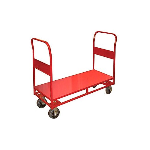 450kg Rated Heavy Duty Steel Platform Trolley - 2 Handle 4 Wheel 900 x 450mm - Steel Deck