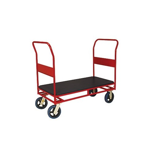 450kg Rated Heavy Duty Steel Platform Trolley - 2 Handle 4 Wheel 1200 x 600mm - Poly Deck 