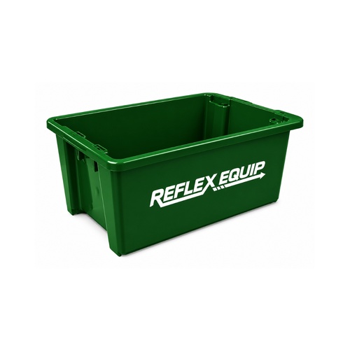 52L Food Grade Plastic Industrial Stack & Nest Crate - 645 x 413 x 276mm - Green