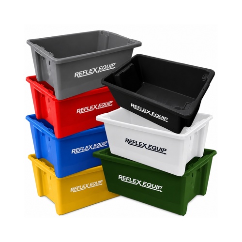 52L Food Grade Plastic Industrial Stack & Nest Crate - 645 x 413 x 276mm