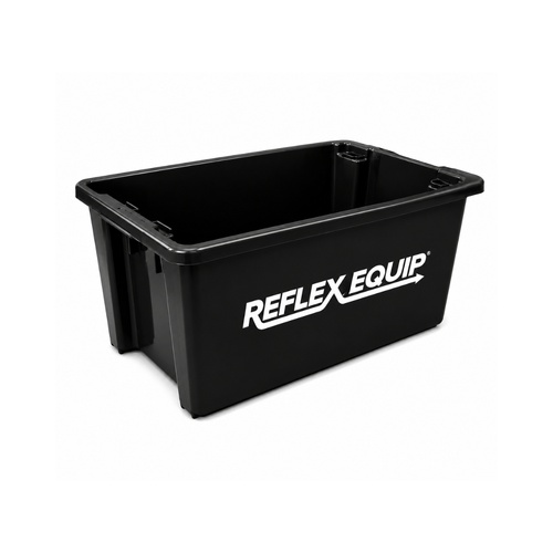 68L Non-Food Grade Plastic Stack & Nest Crate - 645 x 413 x 397mm - Black