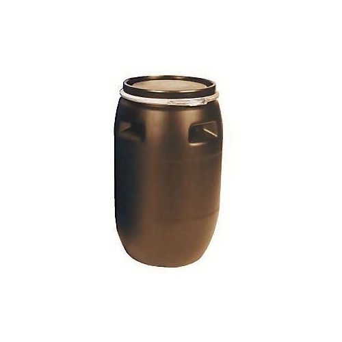 120L Plastic Drum Round Open Head - Clamp Ring Lid - Black