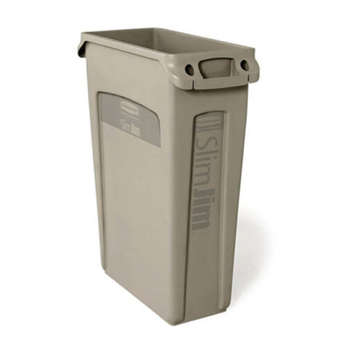 87L Rubbermaid Slim Jim Waste Bin - Venting Channels - Beige
