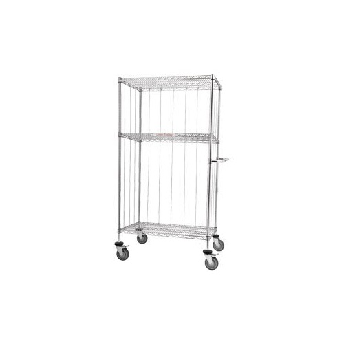 3 Shelf Laundry Linen Trolley - Chrome Wire - 910 x 460mm