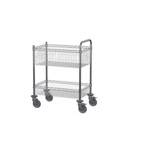 2 Tier Mesh Basket Trolley - 760 x 460mm - Chrome