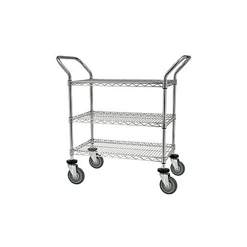 3 Tier Mesh Basket Trolley - 910 x 610mm - Chrome