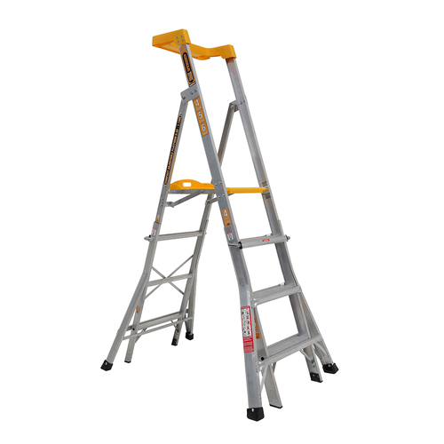 Compact Height Adjustable 150kg Rated Industrial Aluminium Platform Ladder 4 - 5 - 6 Step