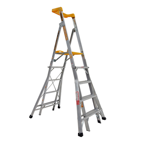 Compact Height Adjustable 150kg Rated Industrial Aluminium Platform ladder 5 - 6 - 7 - 8 Step