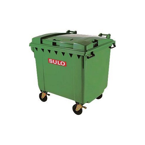 1100L Mobile Waste Bin Container - Flat Lid - 440kg Rated Capacity