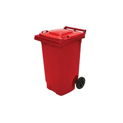 140L HDPE Wheelie Waste Bin - Red
