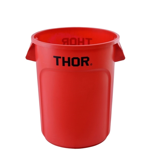 121L Thor Commercial Round Plastic Bin - Red 