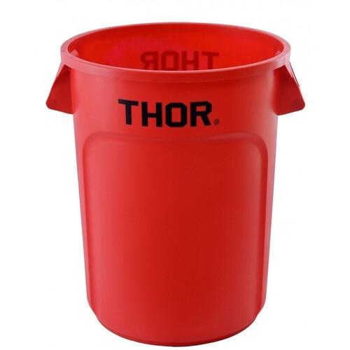 166L Thor Commercial Round Plastic Bin - Red 