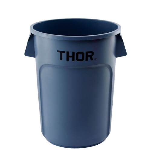 208L Thor Commercial Round Plastic Bin - Grey 