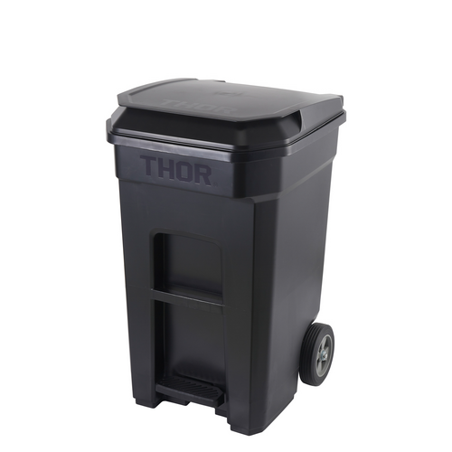 190L Step-On Roll-out Pedal Bin - Black 62.1CM X 72.8CM X 100.5CM H