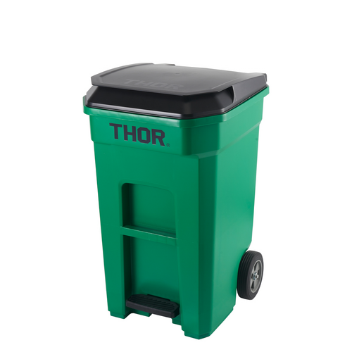 190L Step-On Roll-out Pedal Bin - Green 62.1CM X 72.8CM X 100.5CM H