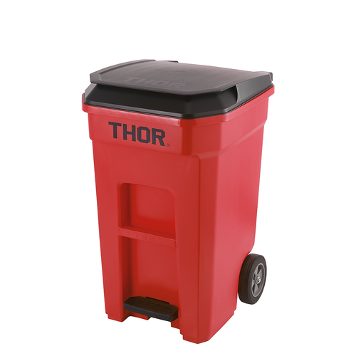 190L Step-On Roll-out Pedal Bin - Red 62.1CM X 72.8CM X 100.5CM H