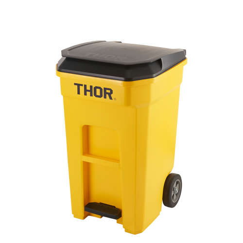 190L Step-On Roll-out Pedal Bin - Yellow 62.1CM X 72.8CM X 100.5CM H