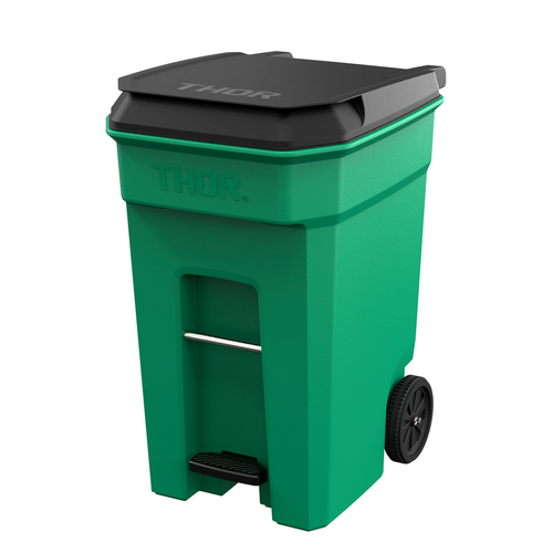 360L Step-On Roll-out Pedal Bin - Green 72.7CM X 94.9CM X 117.0CM H