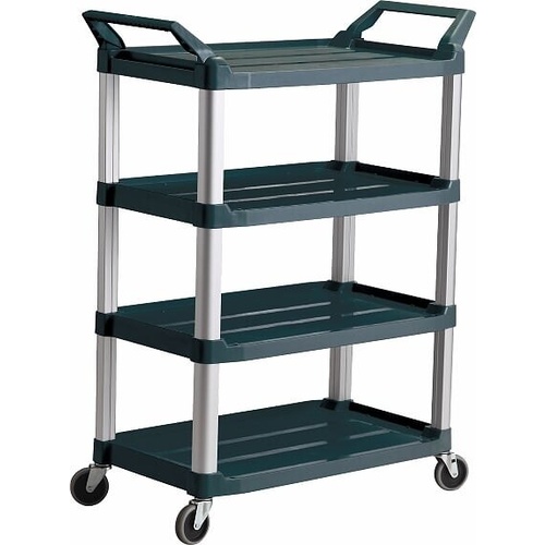 135kg Rated 4 Tier Service Utility Trolley Cart - Black