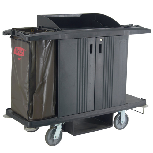 GRANDMAID Executive Housekeeping Cart with Door - Black