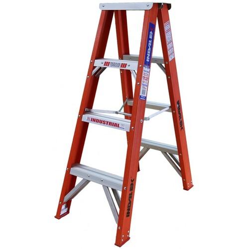 Indalex 4 Steps 150kg Rated Industrial Double Sided Fibreglass Step Ladder