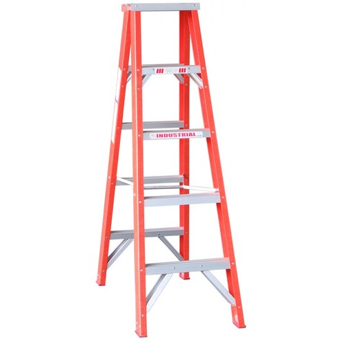Indalex 5 Steps 135kg Rated Industrial Double Sided Fibreglass Step Ladder