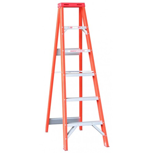 Indalex 8 Steps 120kg Rated Industrial Single Sided Fibreglass Step Ladder