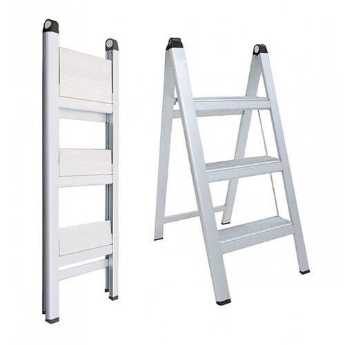 Indalex 3 Steps 100kg Rated Light Duty Slimline Aluminium Ladder 
